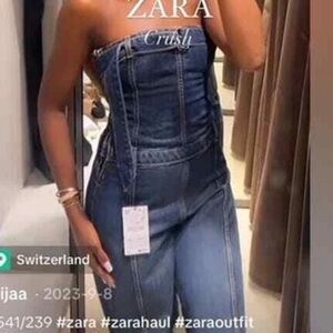 Zara Women's Blue Denim Jumpsuit
